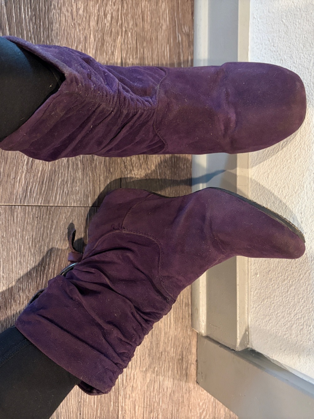 Women's Purple Faux Suede Slouch Boot